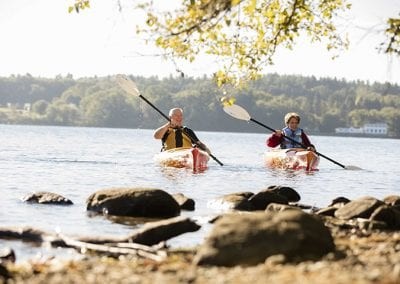 Kayaking on the lake. 