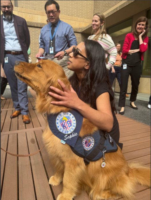 Enjoying some Dog Therapy from Crisis Response Canines at NBME's latest Change of Pace Day