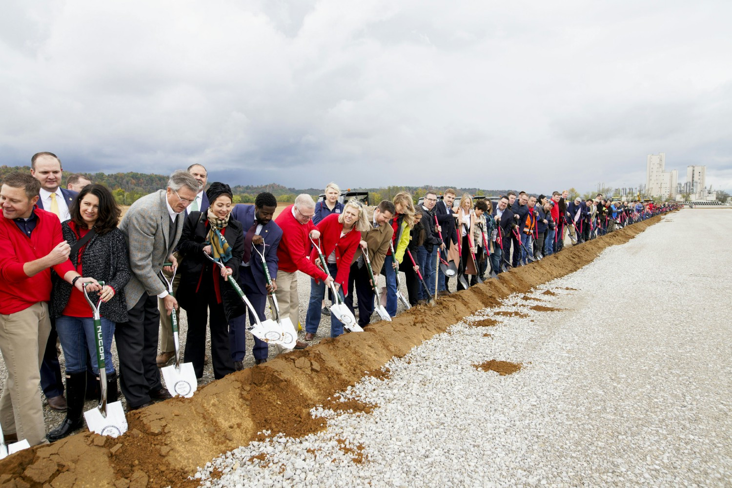 545 people set a Guinness World Record with the longest groundbreaking relay at ceremony for Nucor Steel West Virginia
