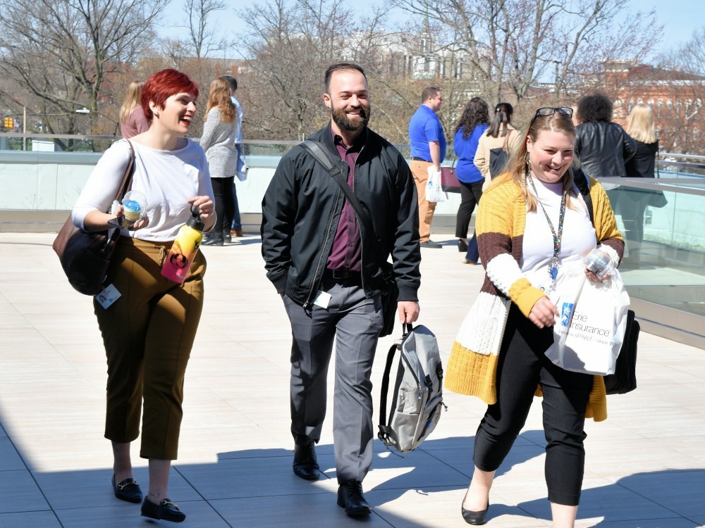 ERIE Family members gathered for the first time in two years at the workplace return celebration in April 2022. 