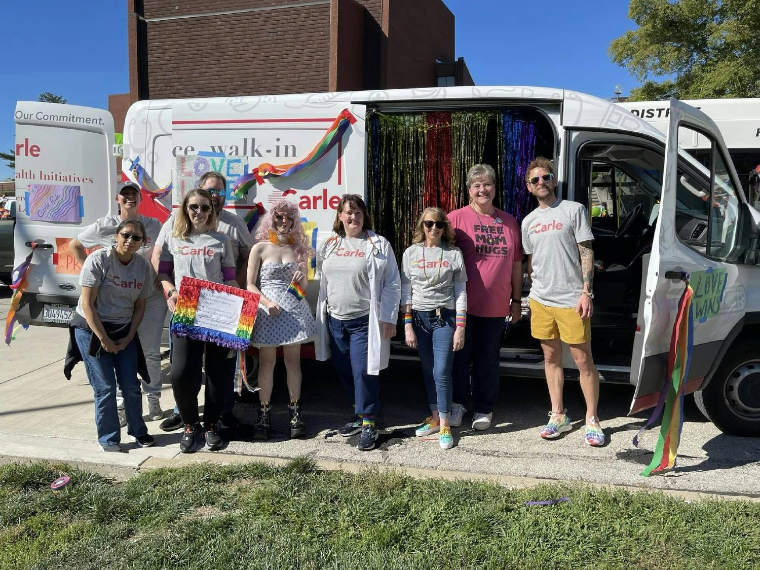 Team members from Carle Health participating in the CU Pride Fest parade.