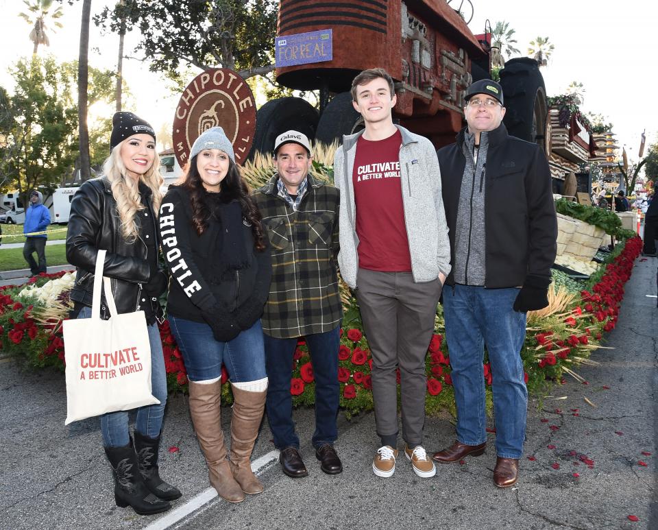 Chipotle employees and suppliers with brand's first-ever Rose Parade float