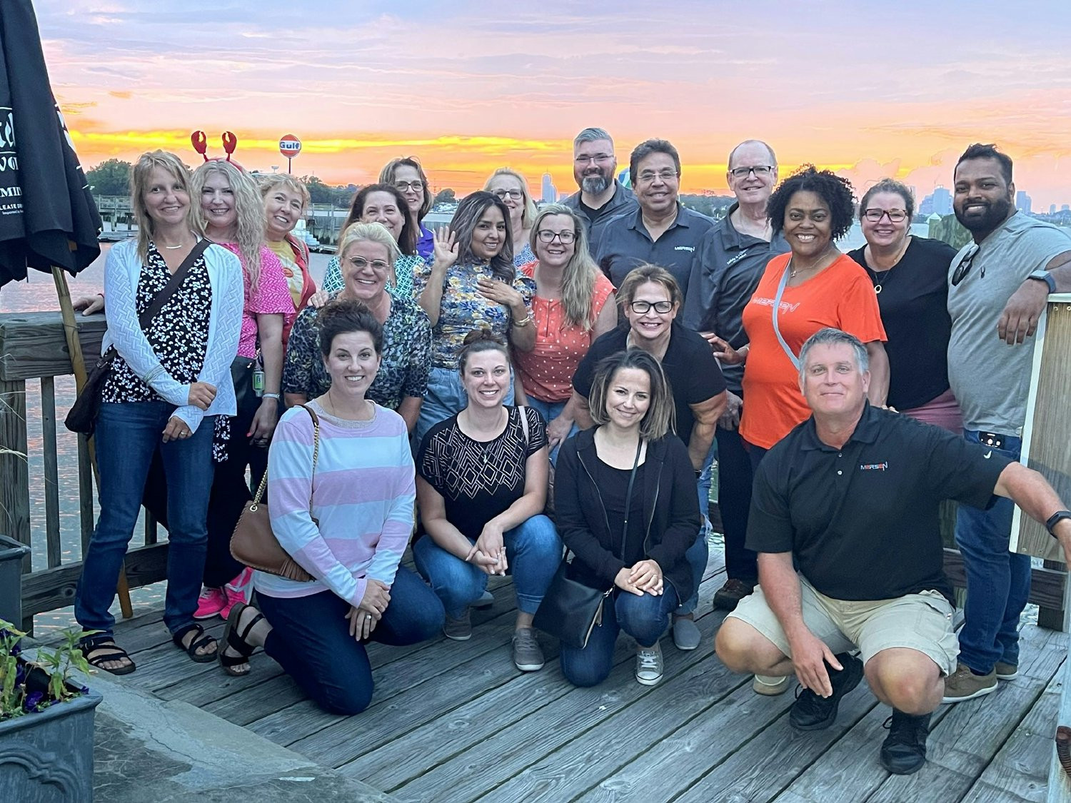 Gathering for a little fun after a day of meetings! 