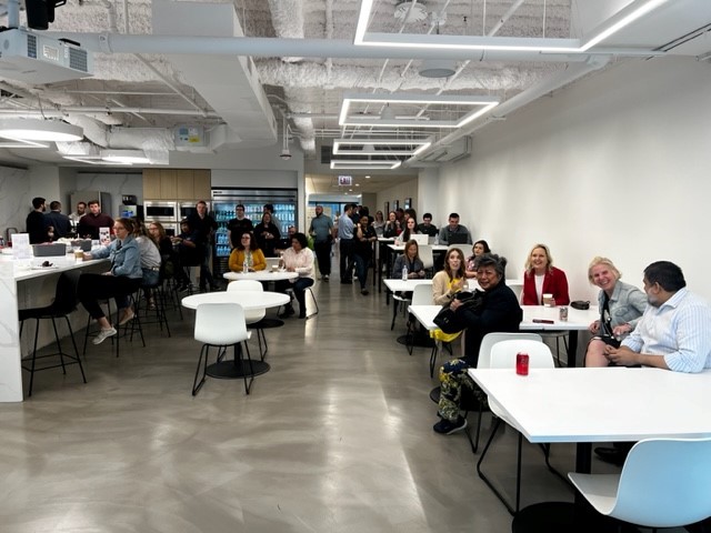 Cision colleagues enjoying the new office lunch hall! 