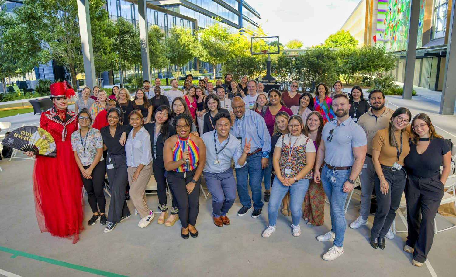Pride Resource Group at HPE's headquarters in Houston celebrating PRIDE month.