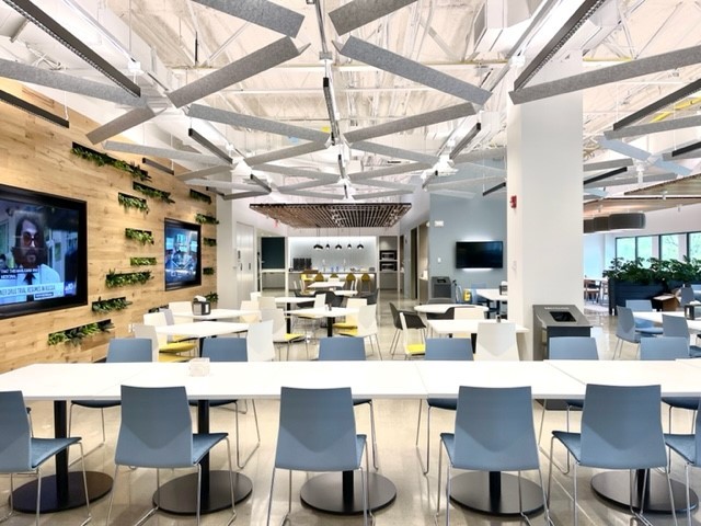 Our new state of the art Work Cafe!
Plenty of space for employees to connect. 