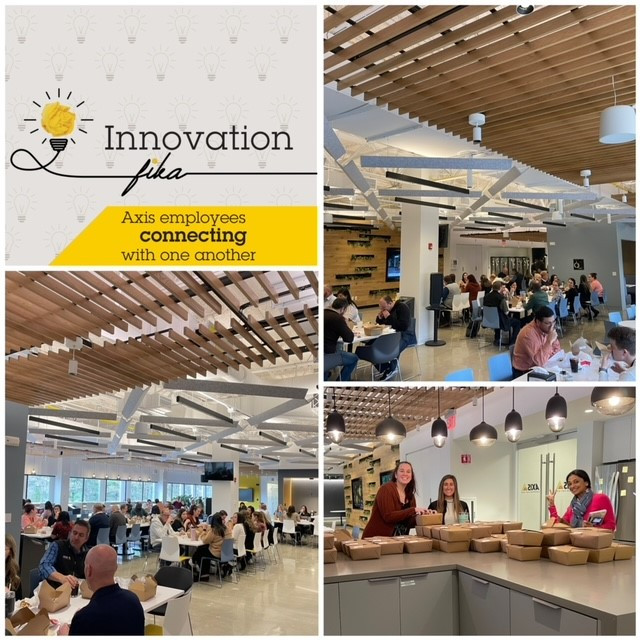 In our state of the art work cafe - Monday lunch is hosted by Axis and is meant to connect and innovate with coworkers! 