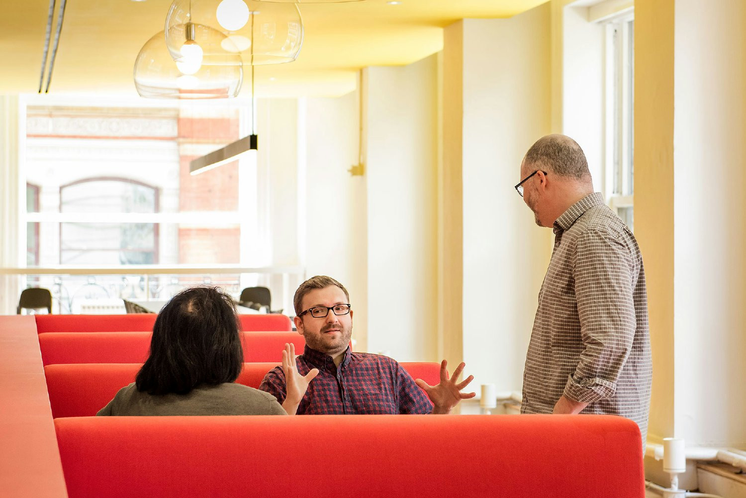 Employees talking