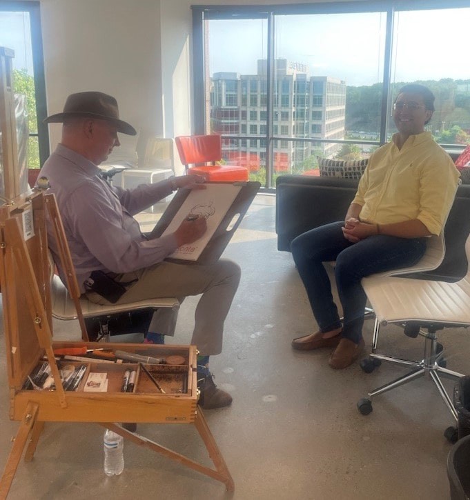 Onsite engagement is still alive and well with dinner, Q&A and a caricature artist hosted at HQ.
