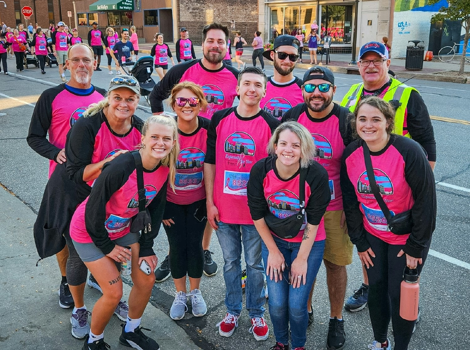 Team Members participating in local race for Breast Cancer research.