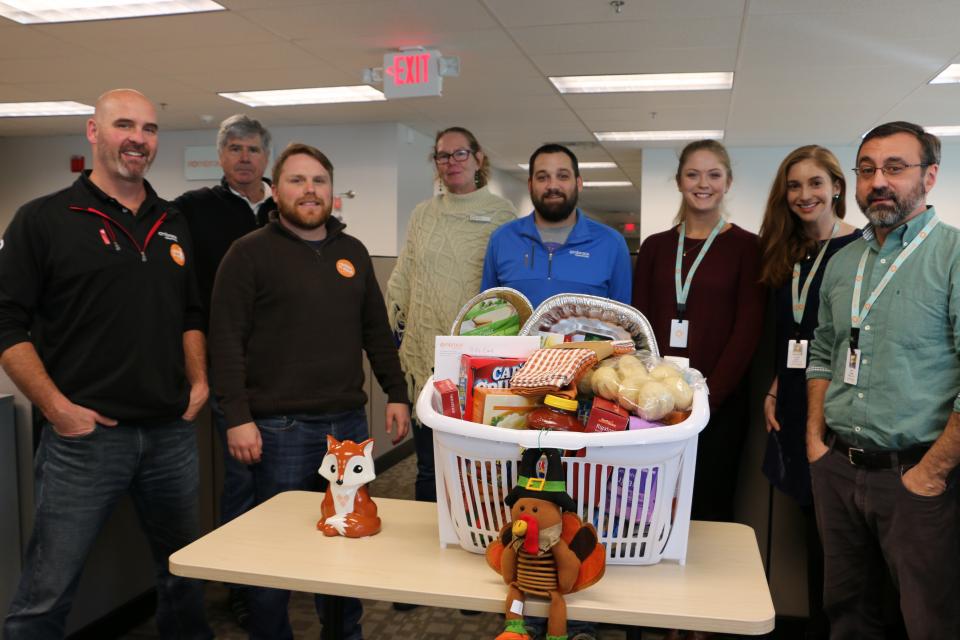 Every Thanksgiving each department puts together a Thanksgiving basket for a family in need.