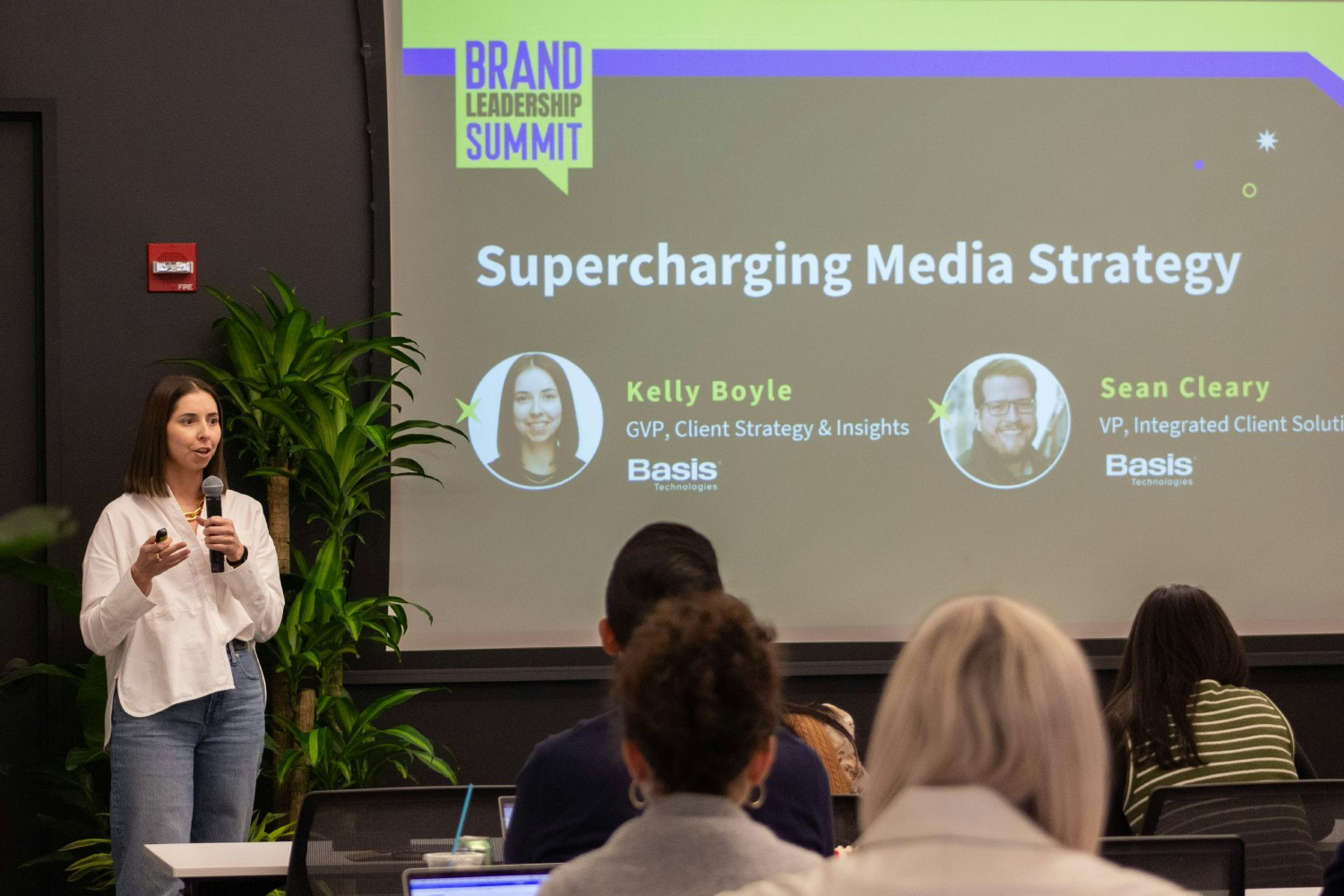 Kelly Boyle, GVP, Client Strategy & Insights presenting on Media Strategy.