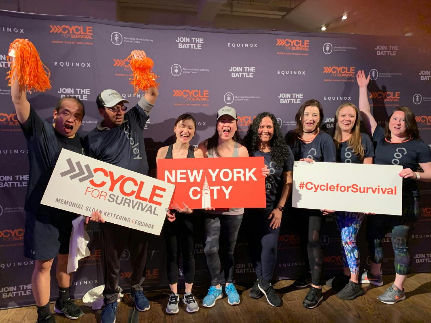 Cooley employees in New York have some fun during a break from sweating it out in Cycle For Survival.