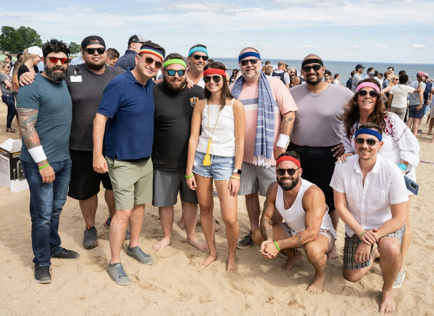 Preparing for tug-of-war at the firm’s Beach Day event – Bridgewater’s campus is a short walk from a public beach