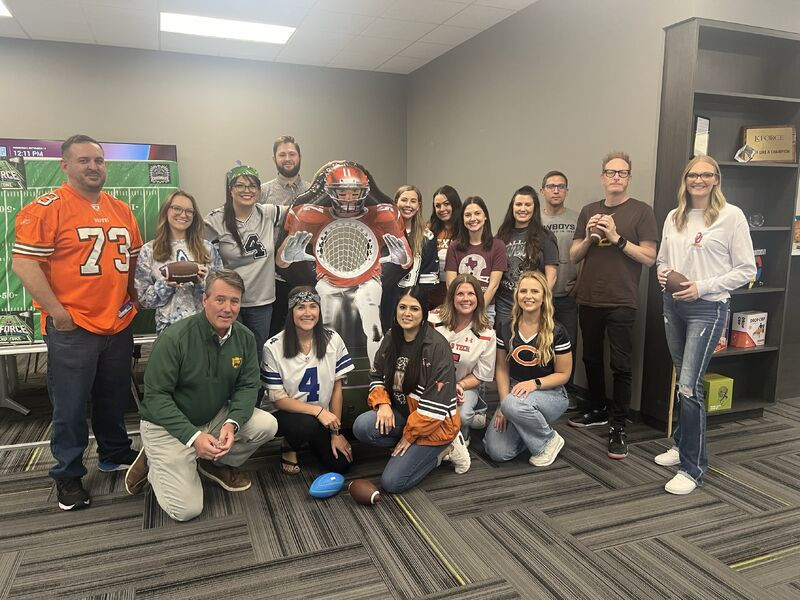 Kforce Dallas Tech team having some friendly and fun football competition. 