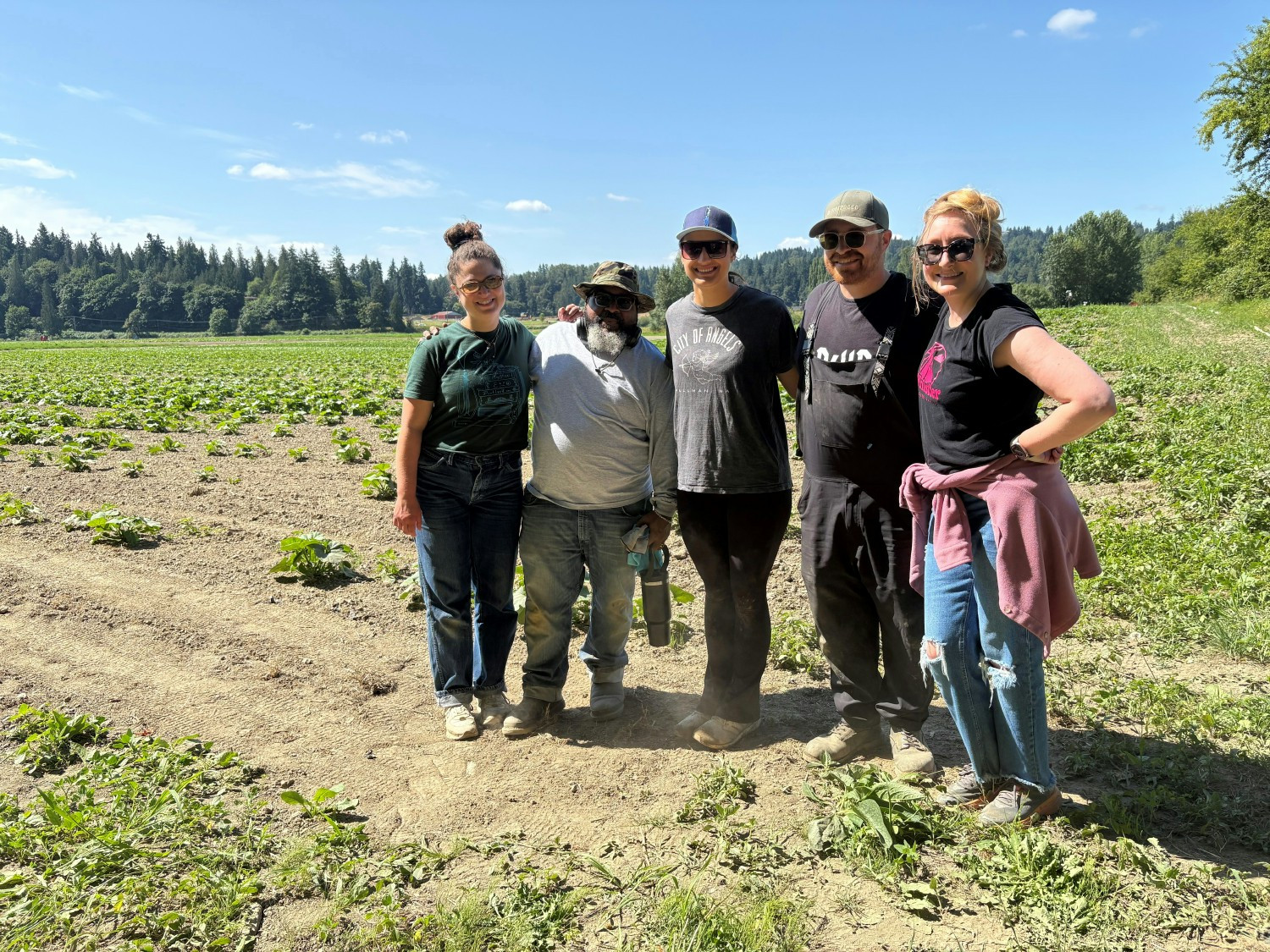 La Marzocco USA employees in Seattle volunteering at the Ballard Food Bank Farm