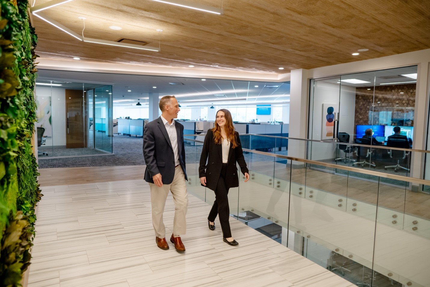 Colleagues at First American HQ in Victor, NY—a space designed during the pandemic to support the future of work. 

