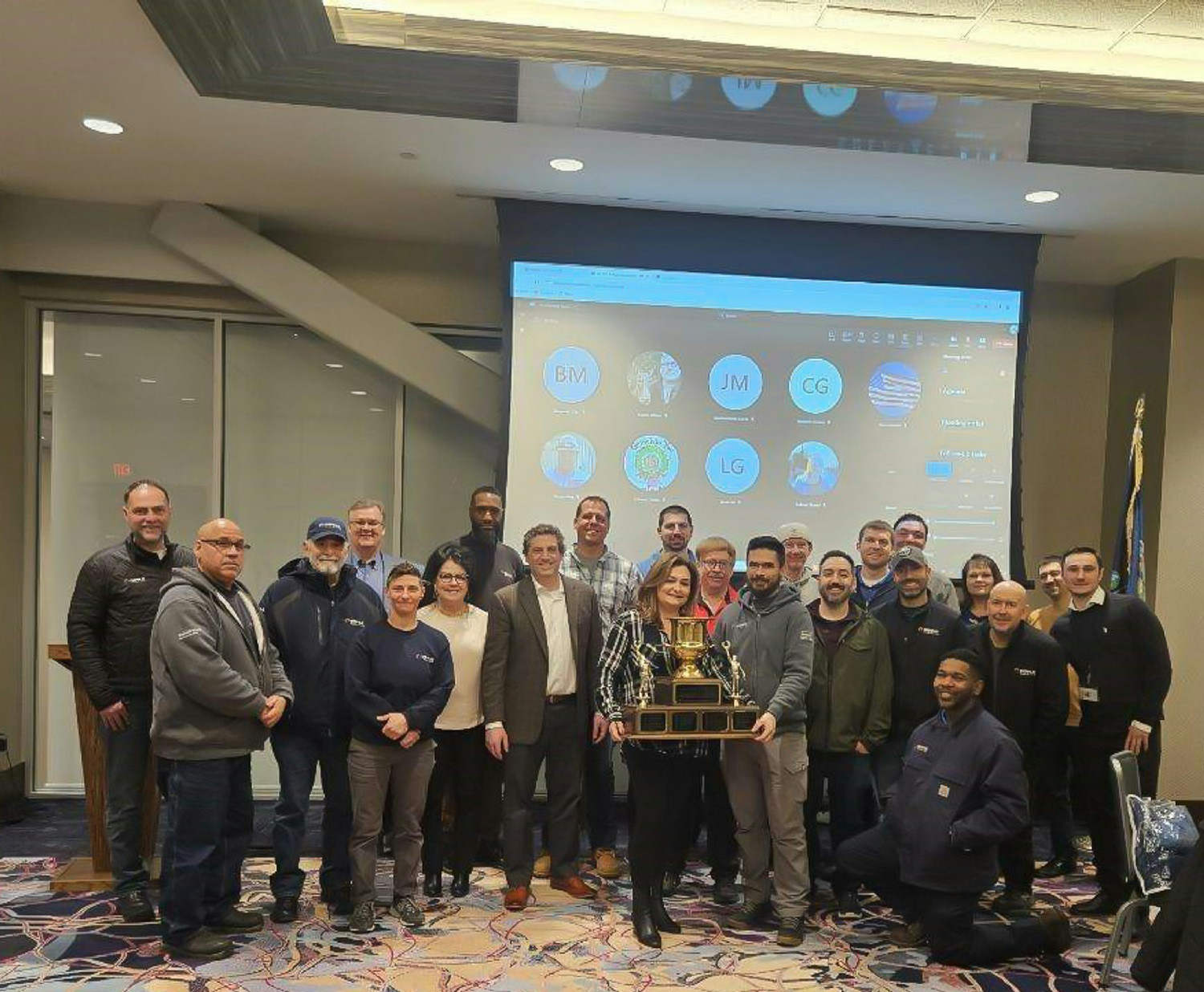 Our Fishkill branch showing off their trophy after winning the company's most coveted award: The Founder's Cup.