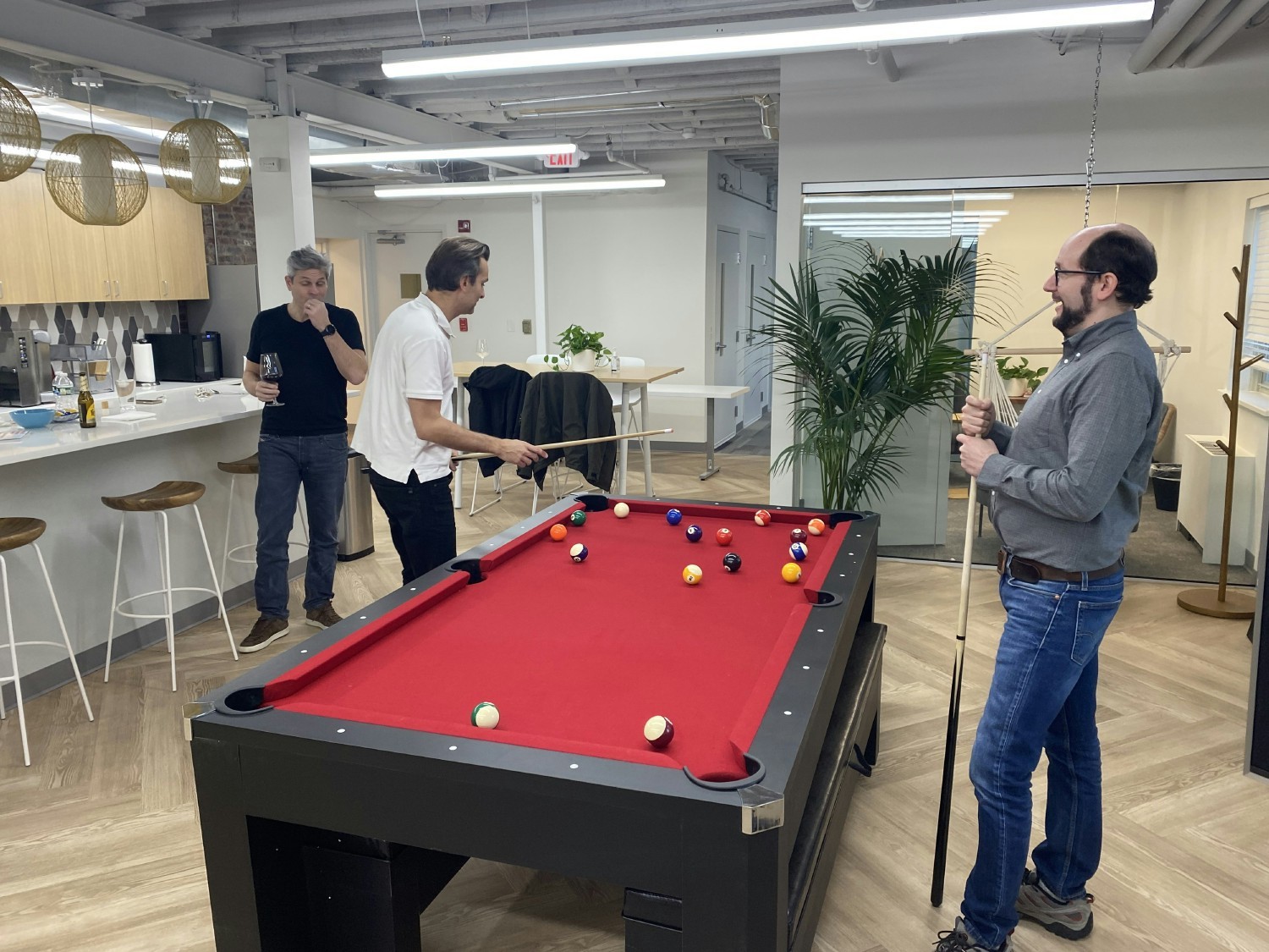 The pool table in our renovated Princeton. NJ office