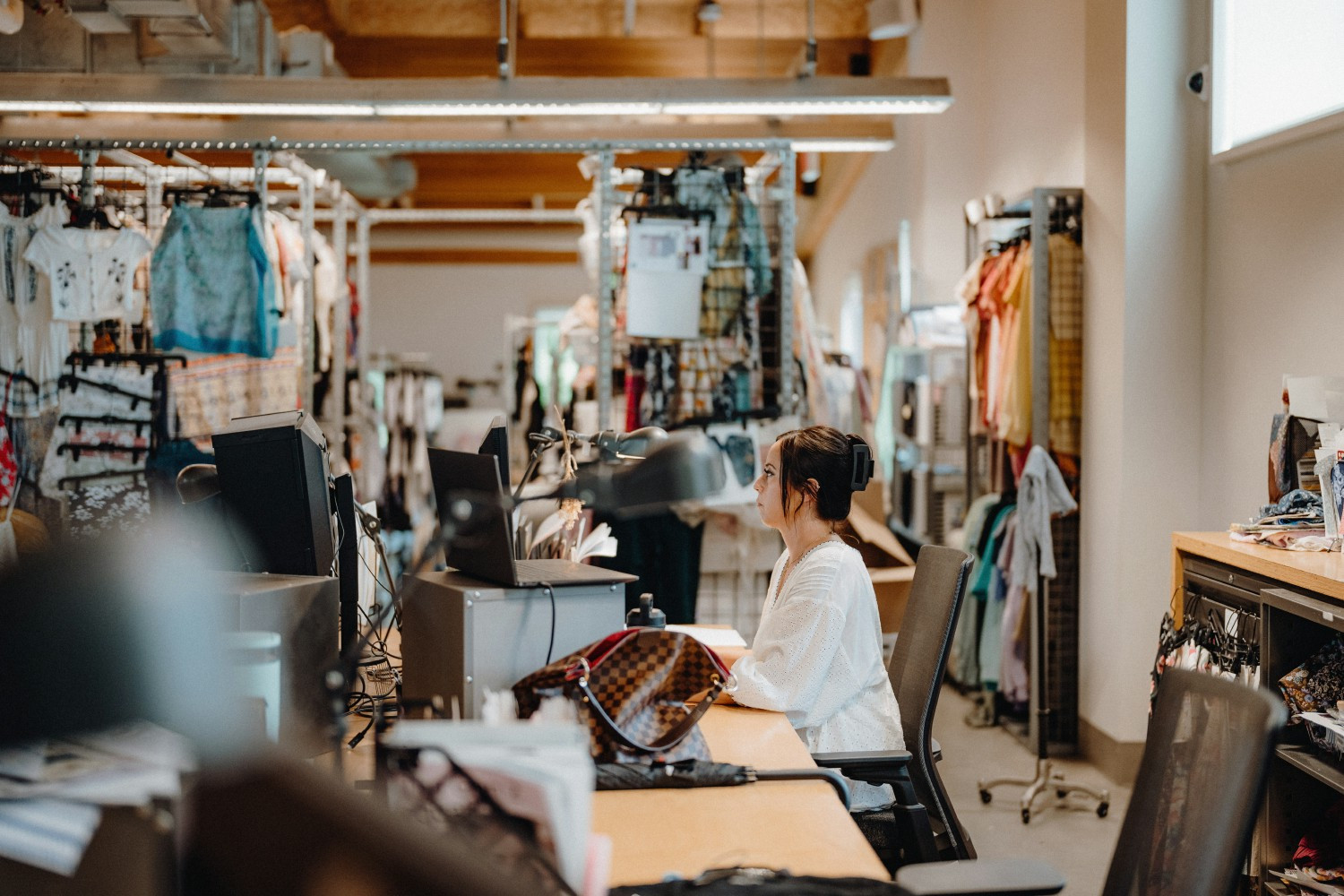An associate designer working on next season's collection for Hollister.