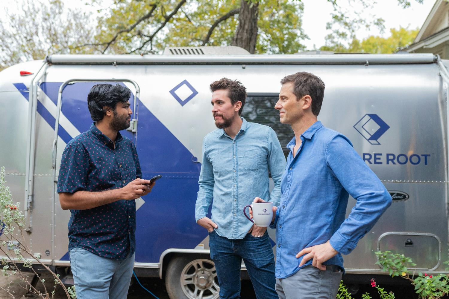 Coffee chats at the airstream. 