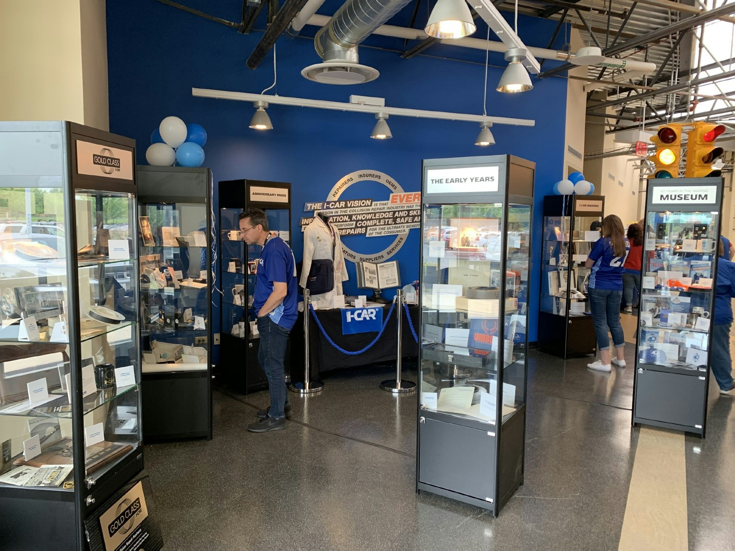 A pop-up I-CAR museum showcasing historical milestones in celebration of I-CAR's 40th anniversary. 