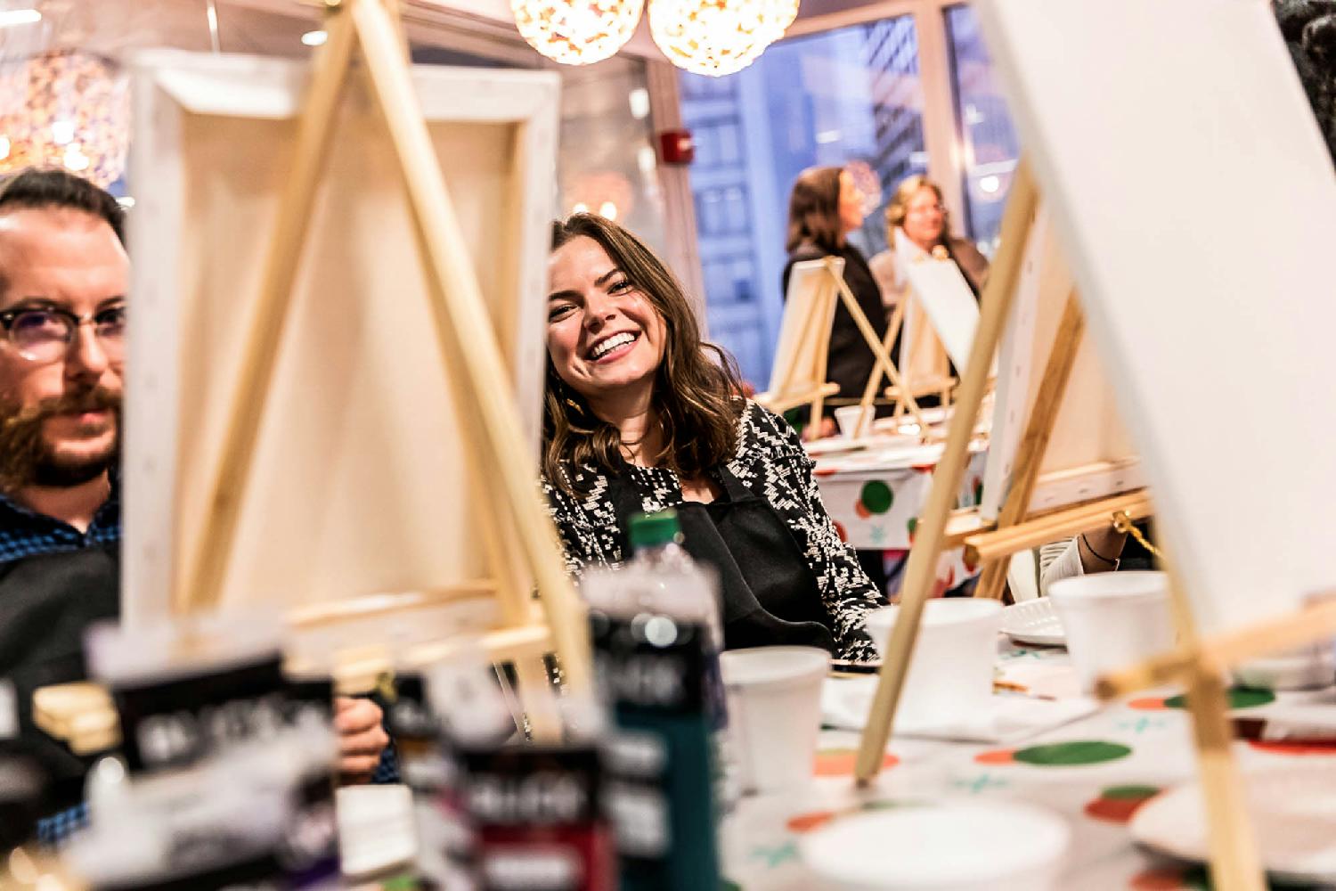 Employees get creative at annual paint and sip events celebrating everything from Black History Month to the holidays.