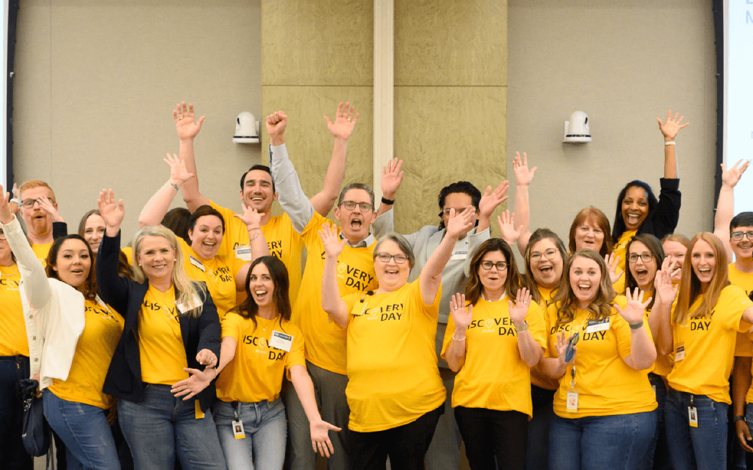 Employees and leaders in Plano, TX, kick off Discovery Day, embracing the chance to learn, connect, and grow together.