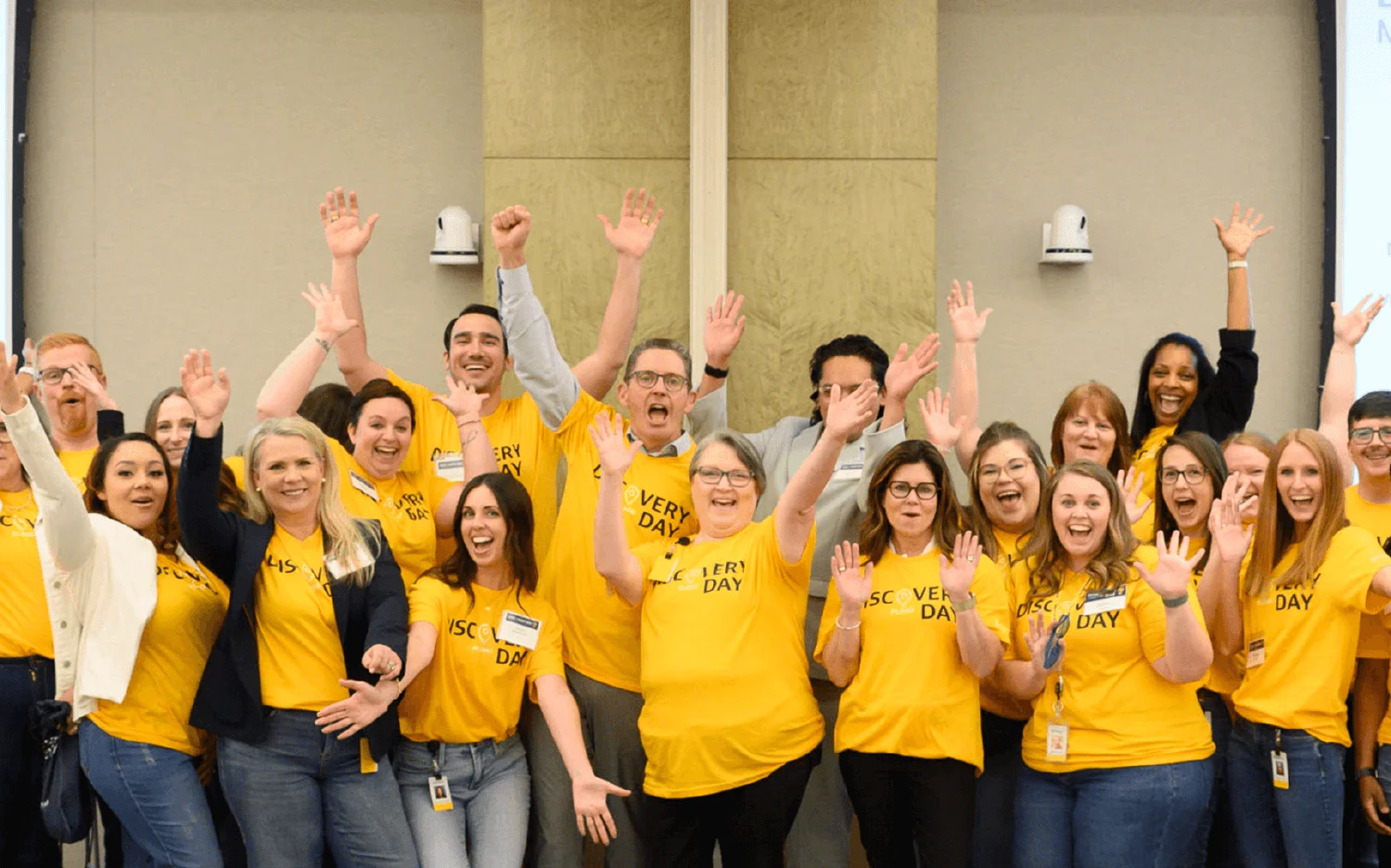 Employees and leaders in Plano, TX, kick off Discovery Day, embracing the chance to learn, connect, and grow together.