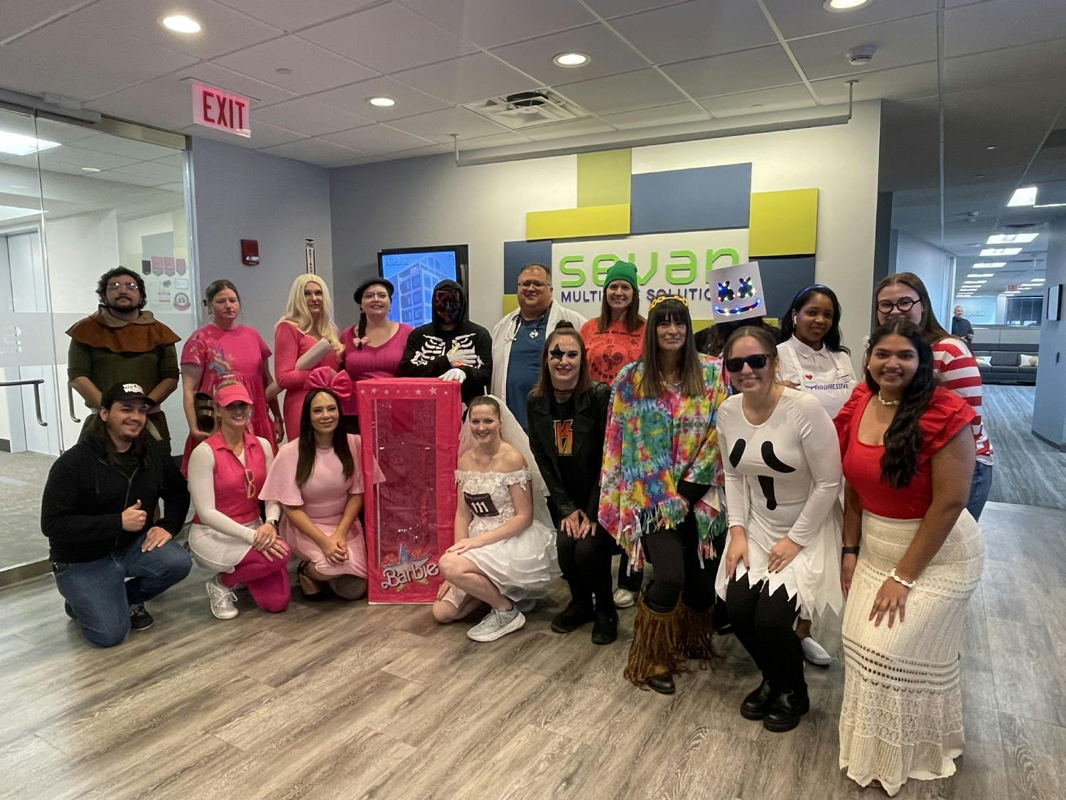 Sevan team members dressing up for Halloween.