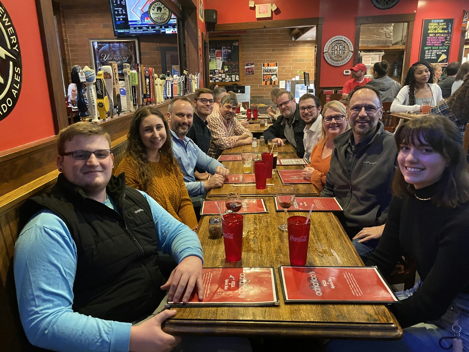 Sevan team members from the Cincinnati area meet up for a team dinner. 