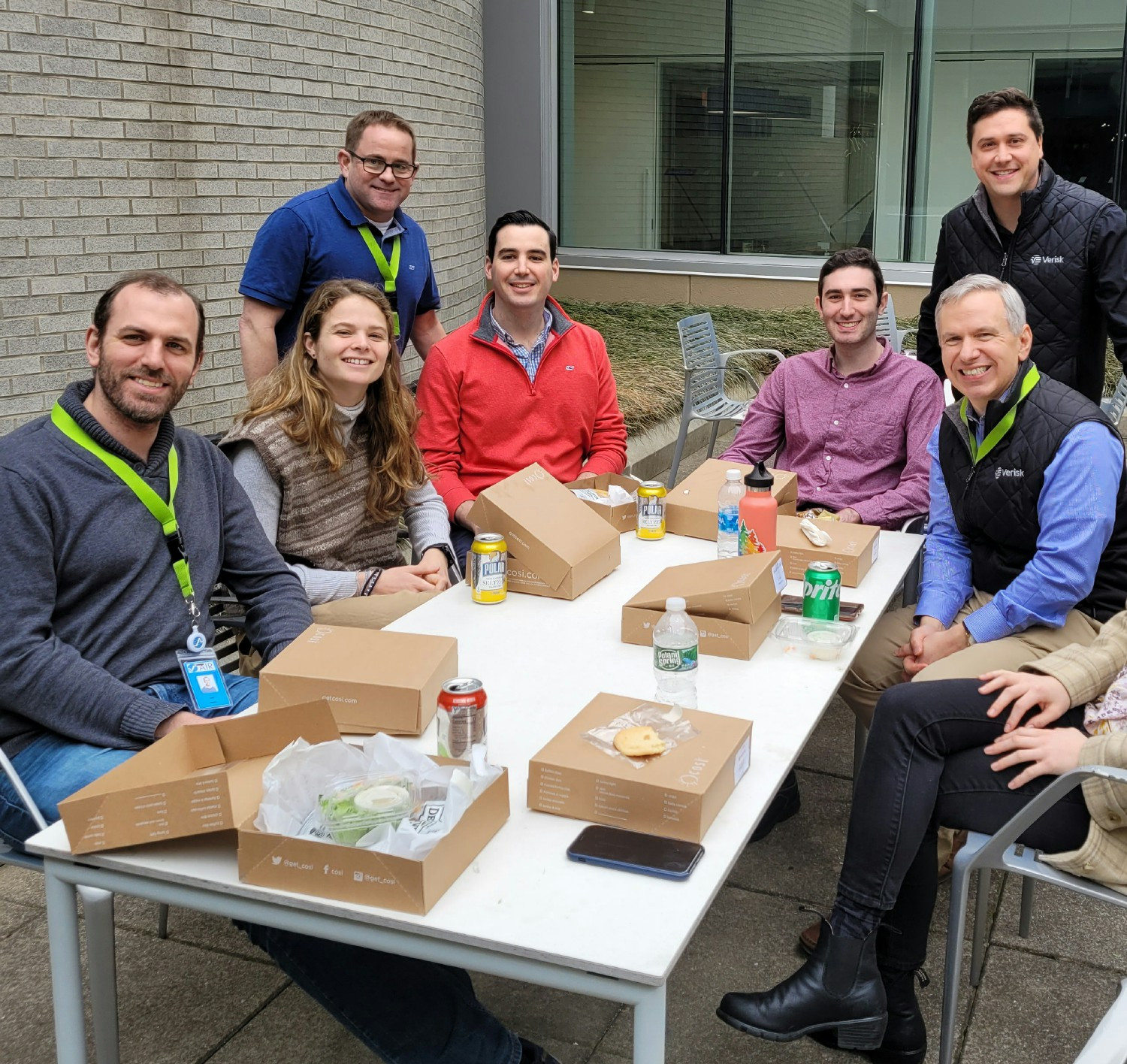 Lee M. Shavel enjoying lunch with Verisk employees in Boston. 