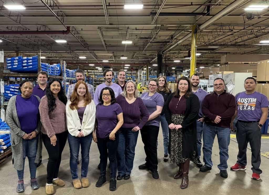 Hendrickson employees wearing purple in support of celebrating Women in Manufacturing. 