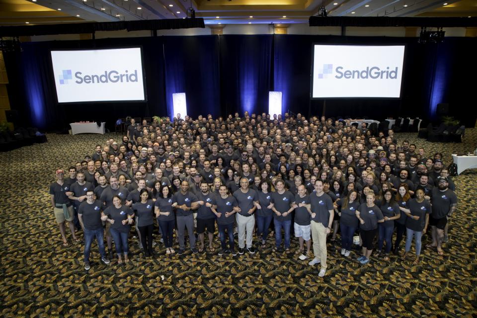 SendGrid Employees Arm-in-Arm at its 2018 All Company Kick Off