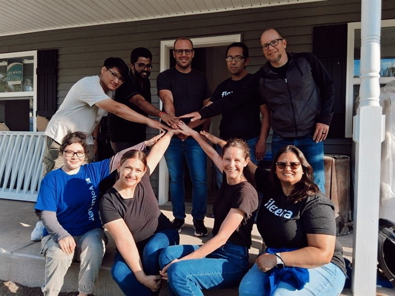 A team in the U.S. does an annual Give Back day with Habitat for Humanity. 