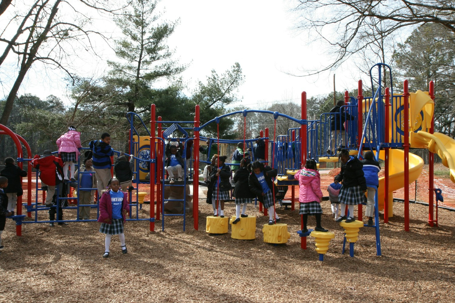 Verinteers partner with charter school to build playground.