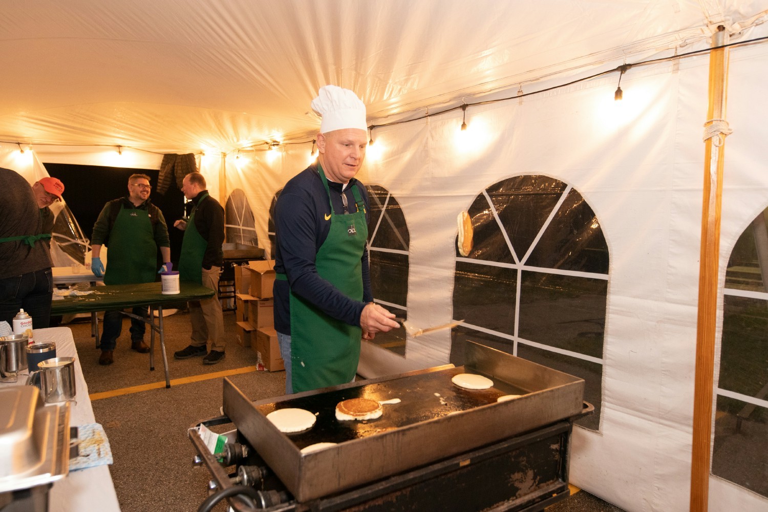 Once a year our leadership team prepares and serves breakfast by hand.  Dave Klein, our COO is pictured making pancakes.
