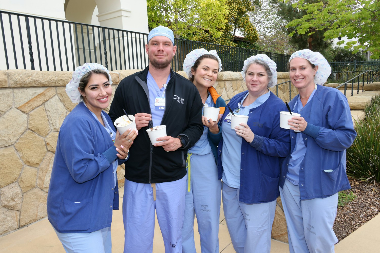Staff enjoying an ice cream social during National Hospital Week. This is one of many employee events we hold in May.