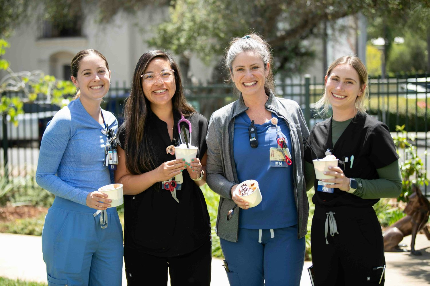 Scoops of appreciation during National Hospital Week: Cottage staff pause for a sweet treat and a moment of connection.