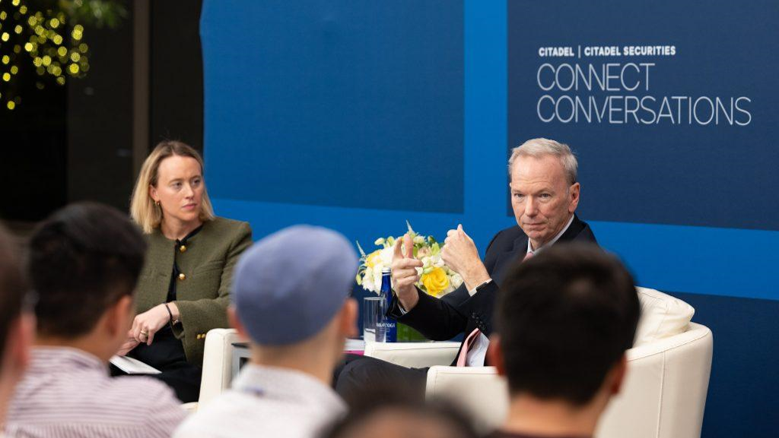 Employees gathered to hear from Eric Schmidt, one of our many Connect Conversations speakers