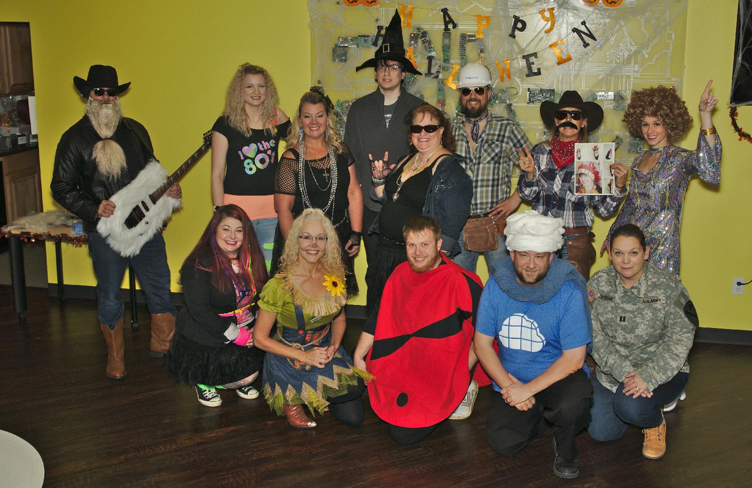 Halloween group picture in our Spokane, WA office