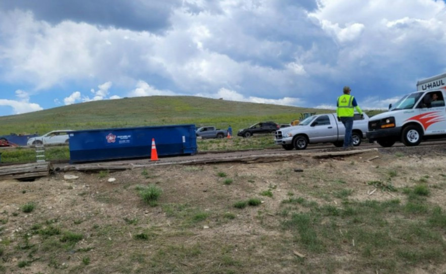 Thousands of residents of Arvada, Colorado waited to take advantage of the Large Item Drop-Off Event.