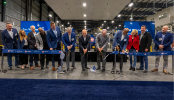 Ribbon cutting to open the Indianapolis Polymer Center–Blue Polymers recycling complex on March 18. 