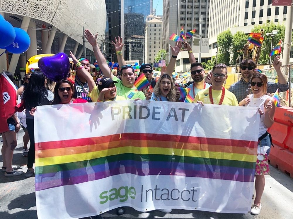 Sage Intacct employees celebrating Pride.