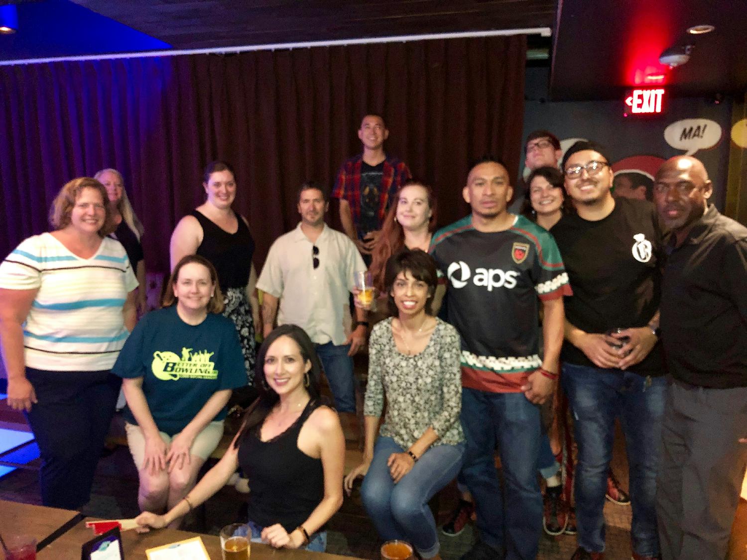 Great shot of our team at a fun bowling outing before COVID hit.