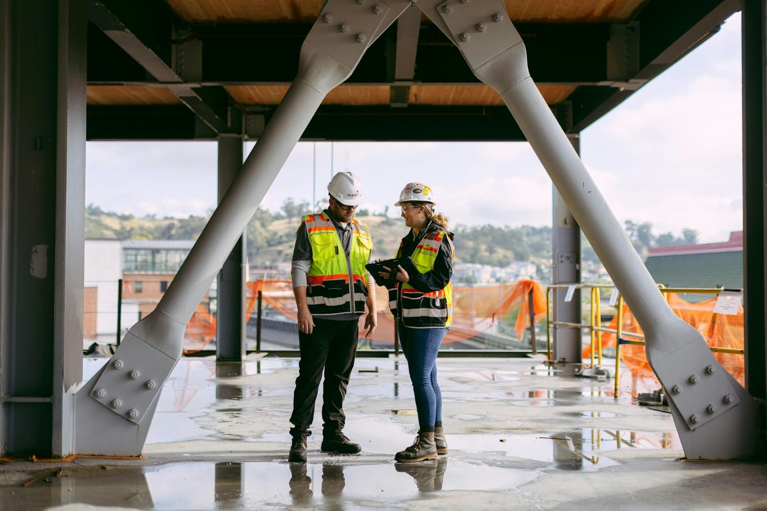 Shawmut employee-owners at a ground-up commercial project in Los Angeles, CA. 