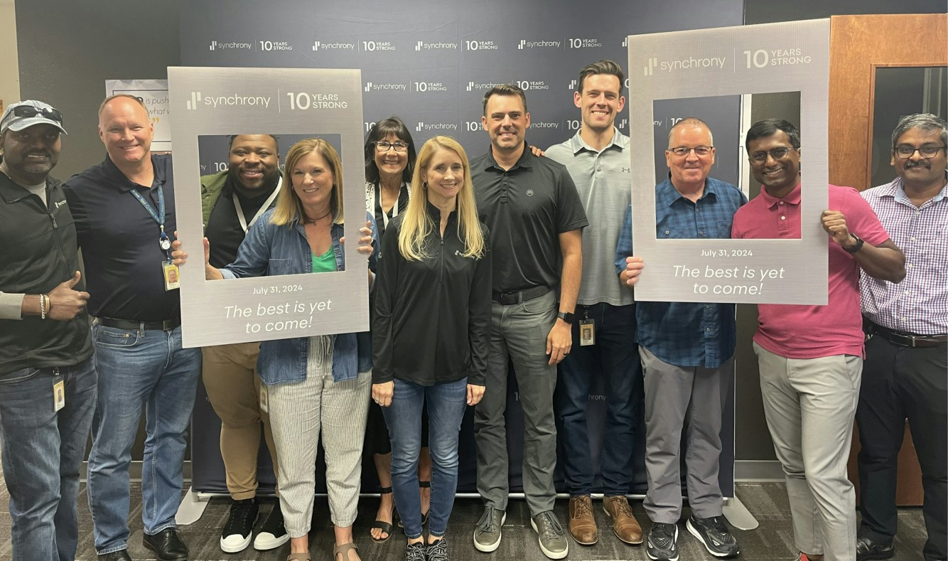 Employees show their Synchrony pride by celebrating 10 years of impact as an industry leader, driven by our culture.