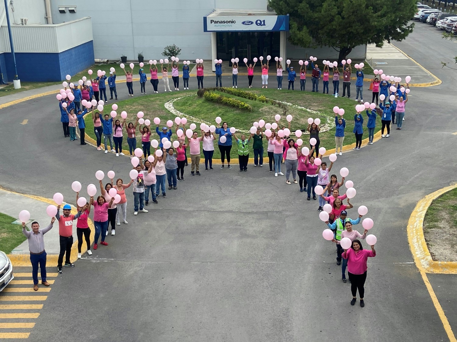 Panasonic Automotive employees honoring Breast Cancer Awareness