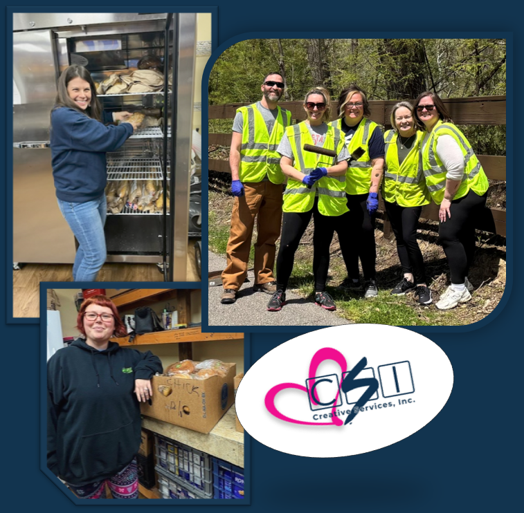 Team Members from various locations using the CSI Cares paid volunteer day to give back to their community.