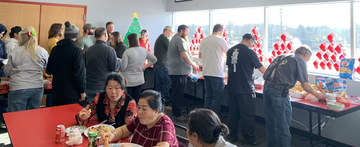 Our annual Holiday potluck! Employees brought food in and spent the afternoon eating good food with good company. 
